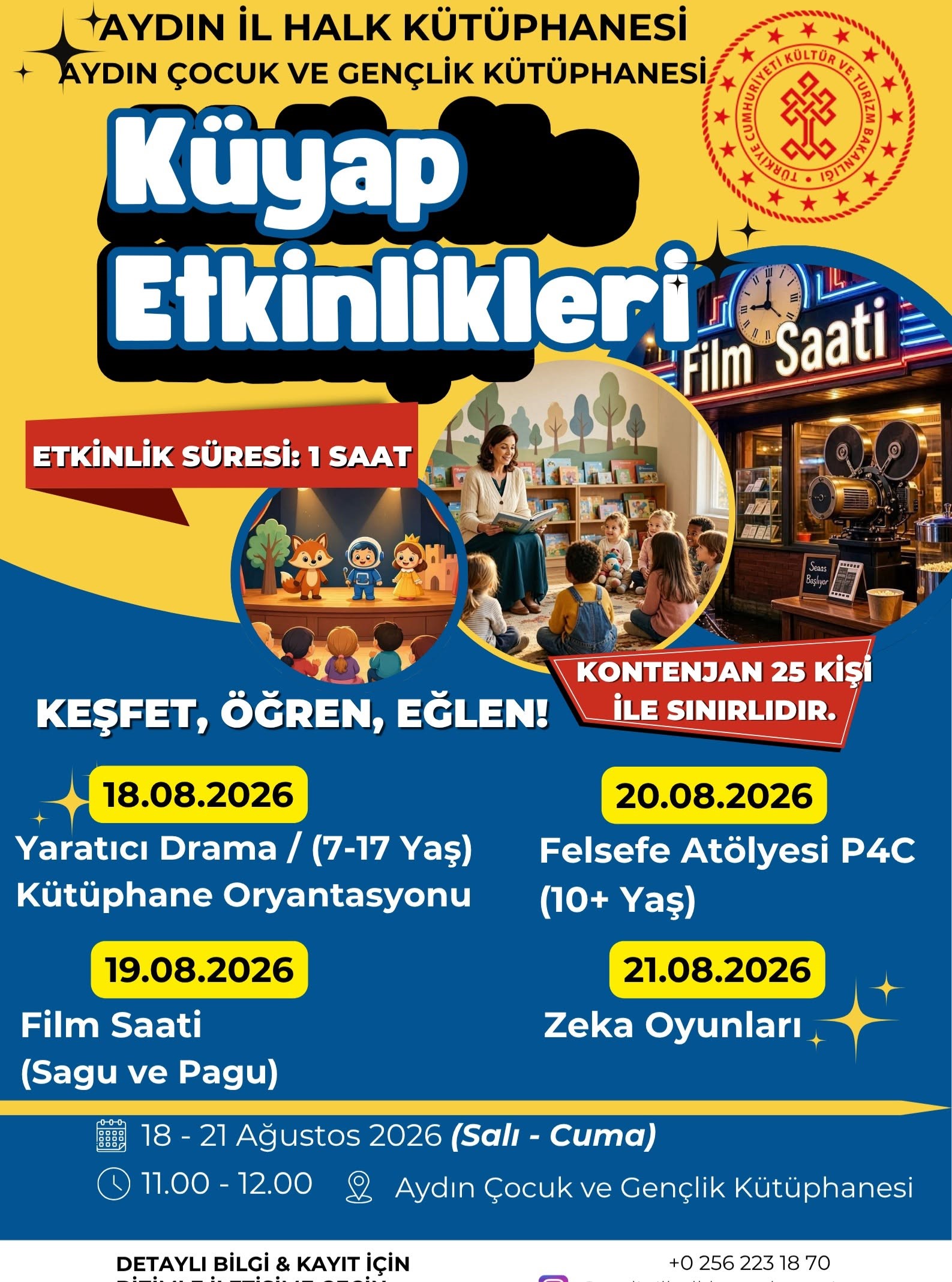 AYDIN ÇOCUK VE GENÇLİK KÜTÜPHANESİ'NDE 4 GÜN BOYUNCA ETKİNLİK DÜZENLENECEK