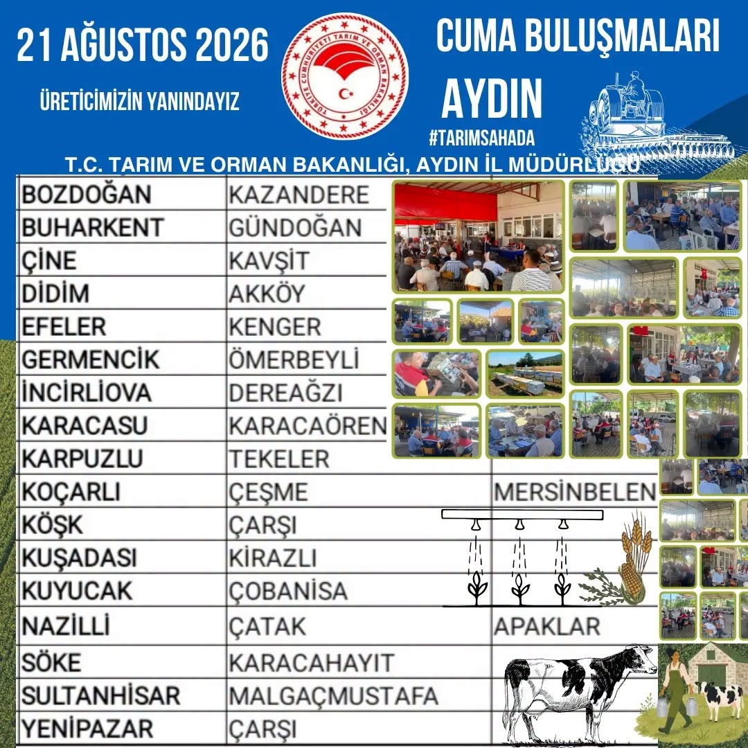 AYDIN'IN 17 İLÇESİNDE ÜRETİCİLER TARIM GÜNDEMİ İÇİN BULUŞACAK